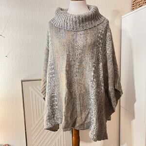 Splendid Womens Gray Wool Blend Cowl Neck Sweater Poncho Sz M/L Boho‎ Cottage